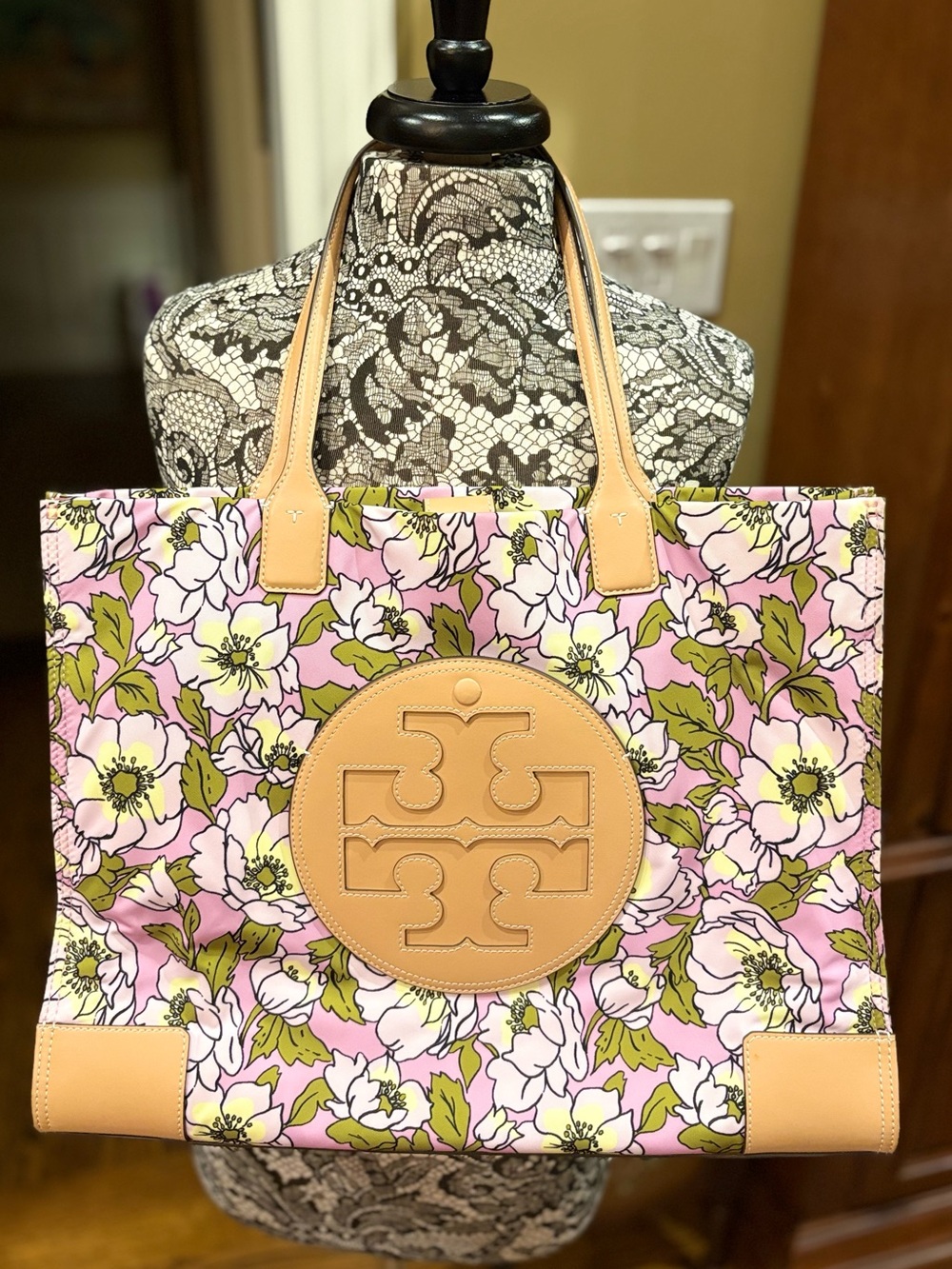 Tory Burch Ella Nylon Floral - Aster Pink Flower Tote
